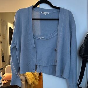Reformation Light Blue Cashmere Cardigan and Tank Set